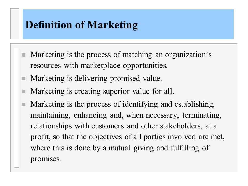 Understanding the Definition of Marketing Understanding the Definition of Marketing